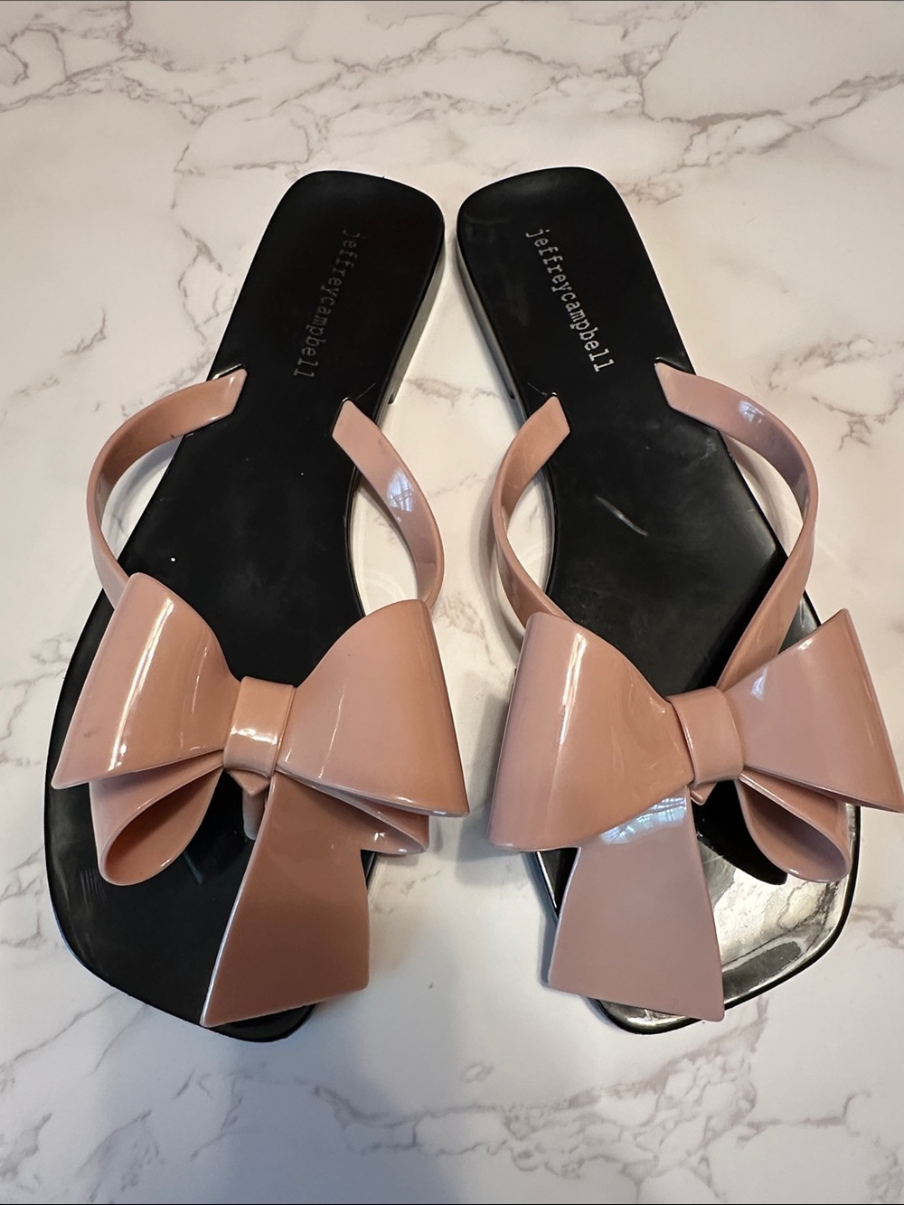 Jeffrey Campbell Nude Pink Bow Slide Sandals